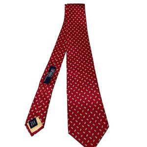 Vintage Polo By Ralph Lauren Mens Tie Red Paisley Italy Hand Made 100% Silk